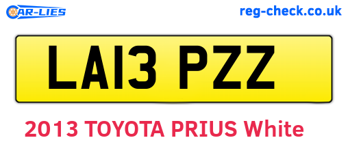 LA13PZZ are the vehicle registration plates.