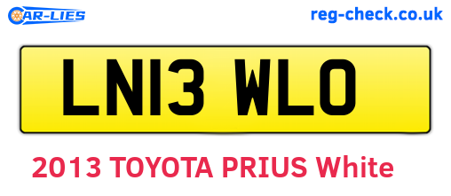 LN13WLO are the vehicle registration plates.