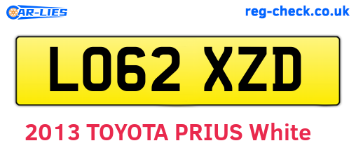 LO62XZD are the vehicle registration plates.