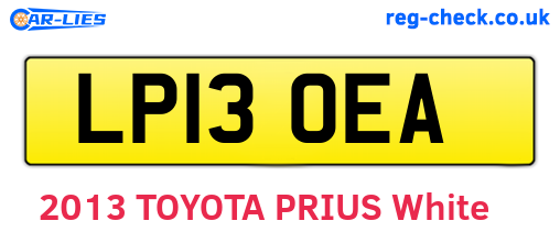 LP13OEA are the vehicle registration plates.