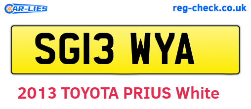SG13WYA are the vehicle registration plates.