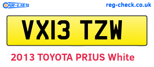 VX13TZW are the vehicle registration plates.
