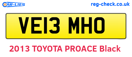 VE13MHO are the vehicle registration plates.