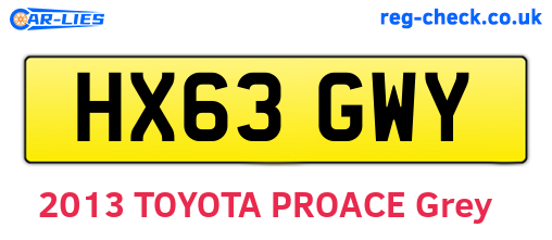 HX63GWY are the vehicle registration plates.