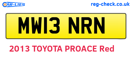 MW13NRN are the vehicle registration plates.