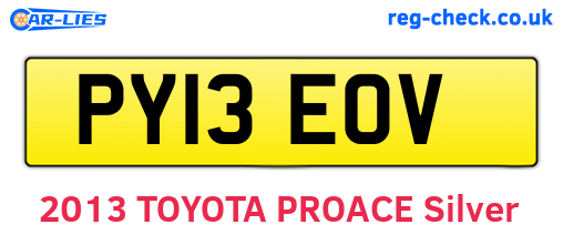 PY13EOV are the vehicle registration plates.