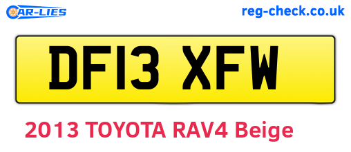 DF13XFW are the vehicle registration plates.