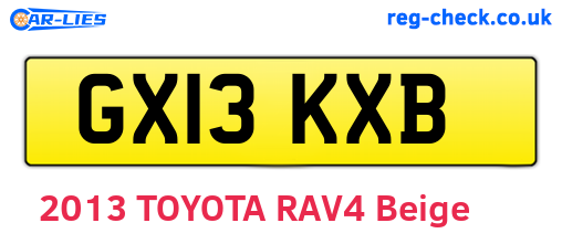 GX13KXB are the vehicle registration plates.