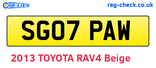 SG07PAW are the vehicle registration plates.