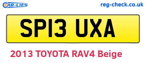 SP13UXA are the vehicle registration plates.