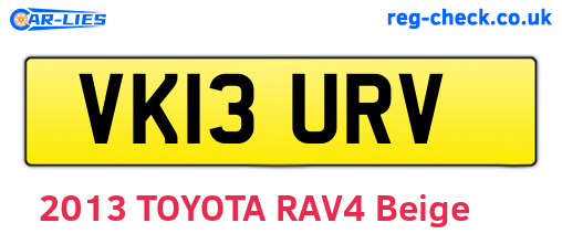 VK13URV are the vehicle registration plates.