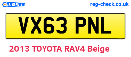 VX63PNL are the vehicle registration plates.