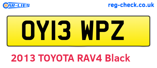 OY13WPZ are the vehicle registration plates.