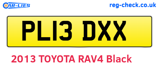 PL13DXX are the vehicle registration plates.