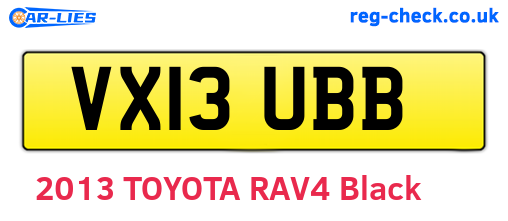 VX13UBB are the vehicle registration plates.