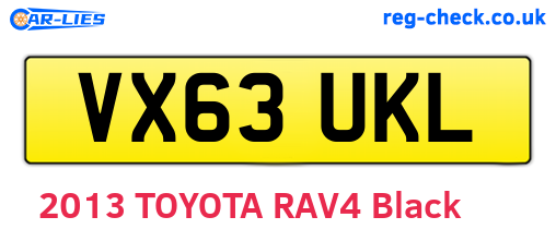 VX63UKL are the vehicle registration plates.