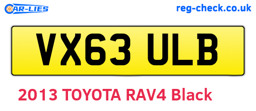 VX63ULB are the vehicle registration plates.