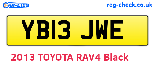 YB13JWE are the vehicle registration plates.