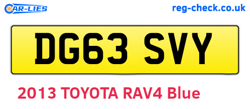 DG63SVY are the vehicle registration plates.