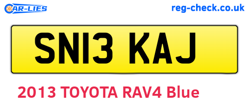 SN13KAJ are the vehicle registration plates.