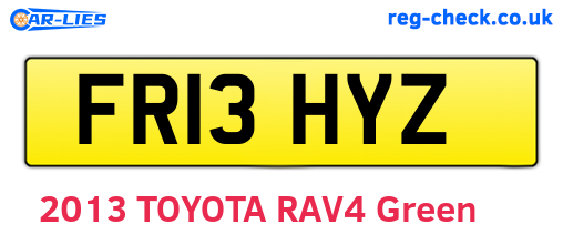 FR13HYZ are the vehicle registration plates.