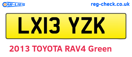 LX13YZK are the vehicle registration plates.