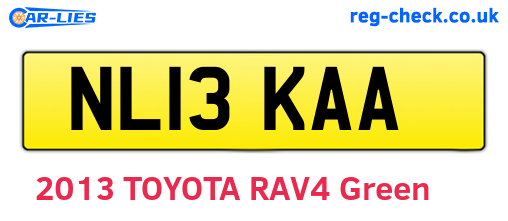 NL13KAA are the vehicle registration plates.