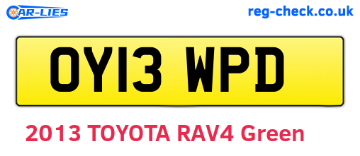 OY13WPD are the vehicle registration plates.