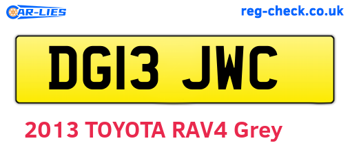 DG13JWC are the vehicle registration plates.