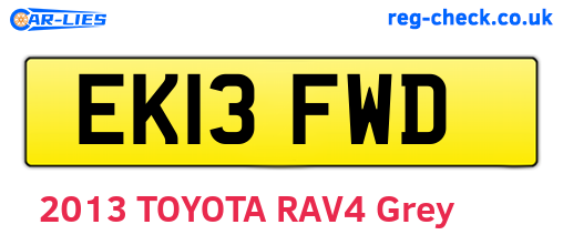 EK13FWD are the vehicle registration plates.