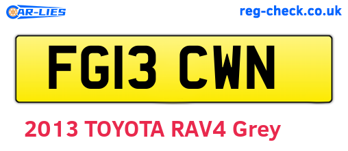 FG13CWN are the vehicle registration plates.