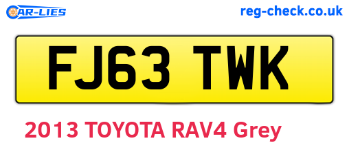 FJ63TWK are the vehicle registration plates.