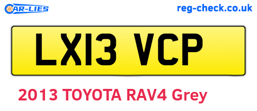 LX13VCP are the vehicle registration plates.