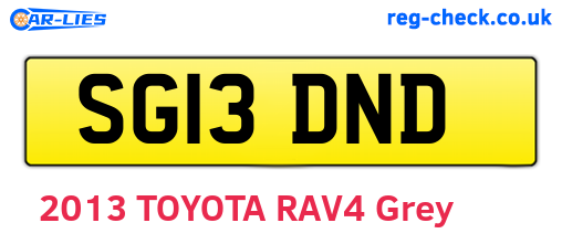 SG13DND are the vehicle registration plates.