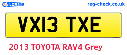VX13TXE are the vehicle registration plates.