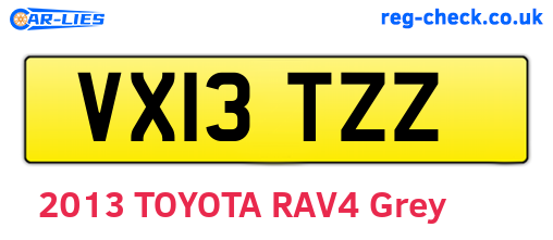 VX13TZZ are the vehicle registration plates.