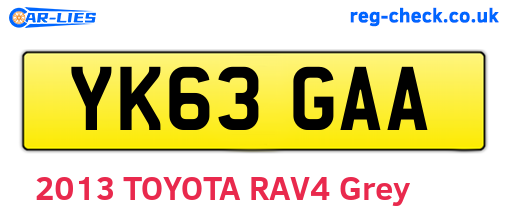 YK63GAA are the vehicle registration plates.