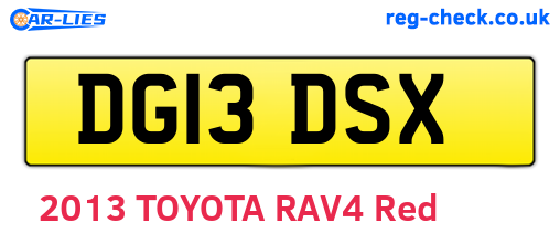 DG13DSX are the vehicle registration plates.