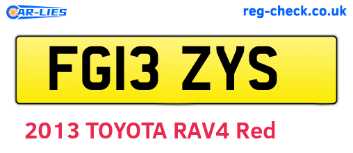 FG13ZYS are the vehicle registration plates.