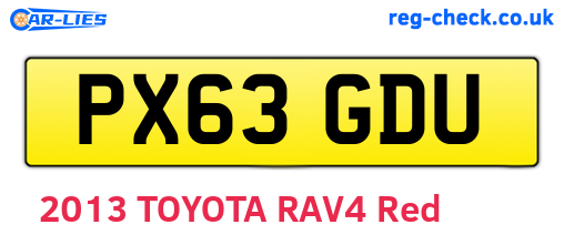 PX63GDU are the vehicle registration plates.