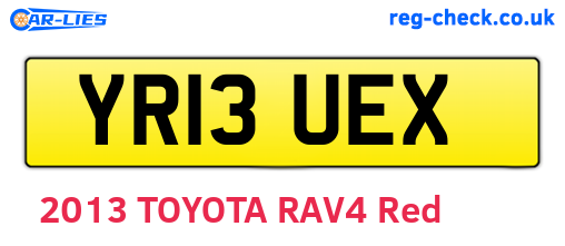 YR13UEX are the vehicle registration plates.