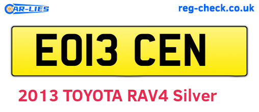 EO13CEN are the vehicle registration plates.