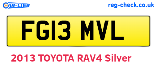 FG13MVL are the vehicle registration plates.