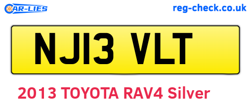NJ13VLT are the vehicle registration plates.