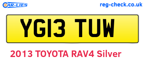 YG13TUW are the vehicle registration plates.