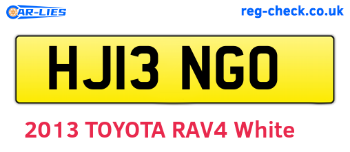 HJ13NGO are the vehicle registration plates.