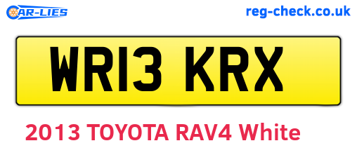 WR13KRX are the vehicle registration plates.