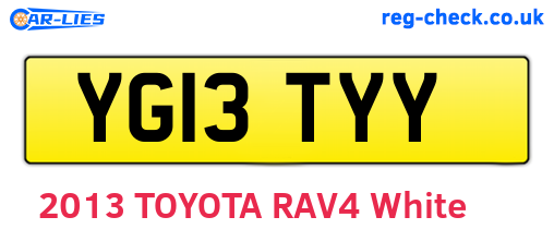 YG13TYY are the vehicle registration plates.