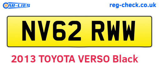 NV62RWW are the vehicle registration plates.