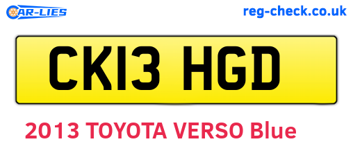 CK13HGD are the vehicle registration plates.